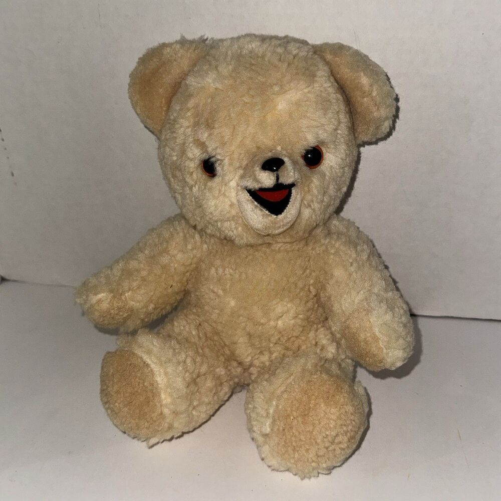 Vintage Snuggle Teddy Bear Plush Cream Stuffed Animal Korea 1982 10”